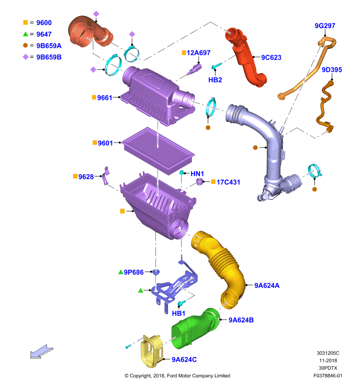 Воздушный фильтр, 3.0L GTDI TC V6