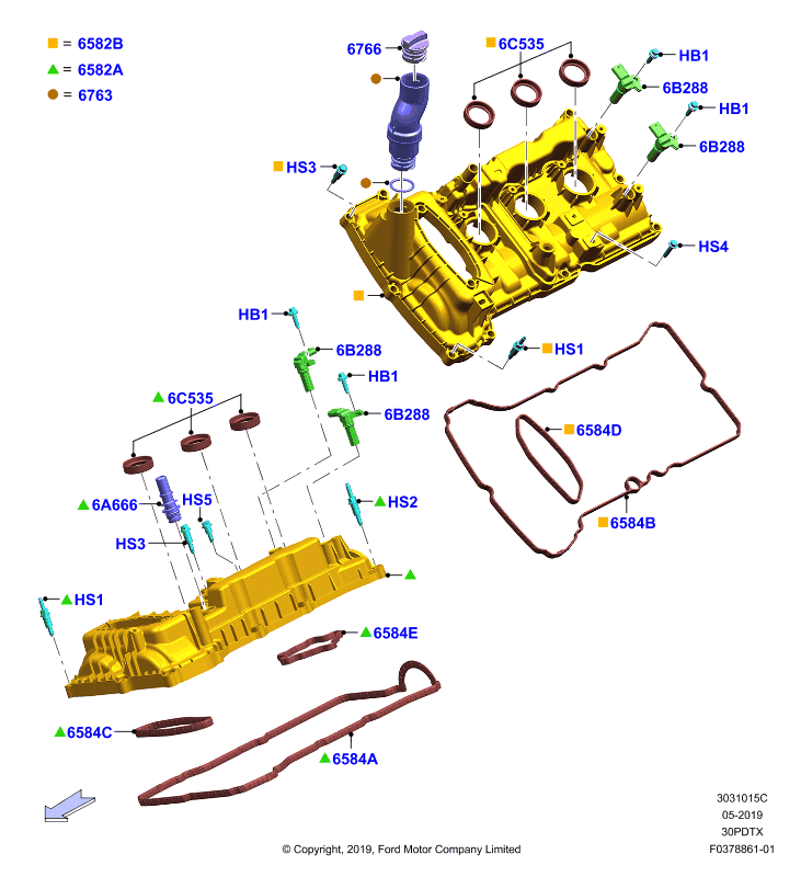 Крышка головки цилиндров, 3.0L GTDI TC V6
