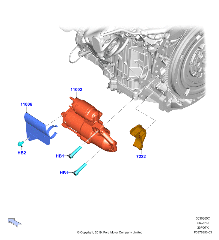 Опоры стартера, 3.0L GTDI TC V6