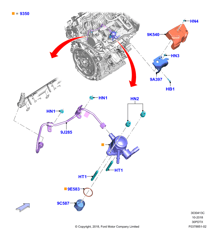 ТНВД, установл. на двигат., 3.0L GTDI TC V6