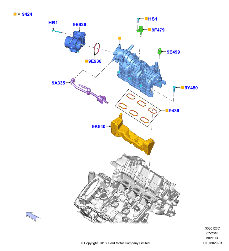 Впускной коллектор, 3.0L GTDI TC V6