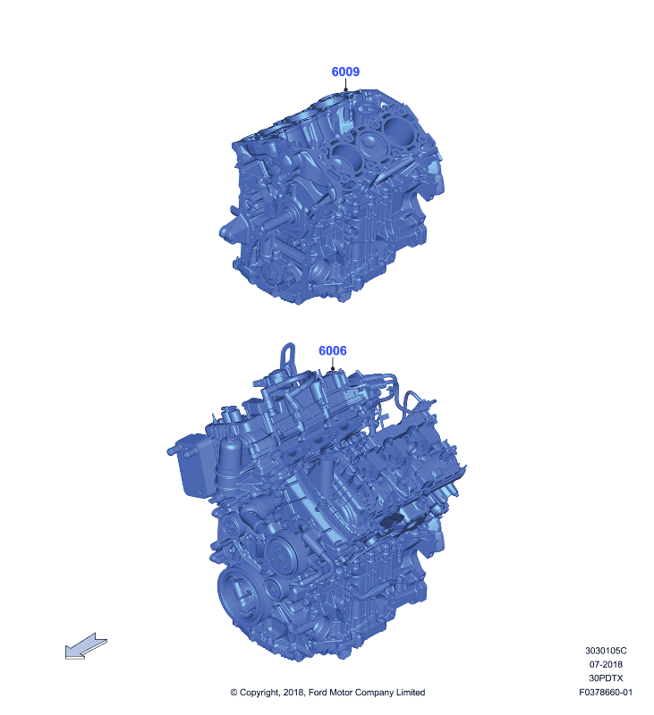 Сервисн.двиг.и неукомпл.блок цил., 3.0L GTDI TC V6