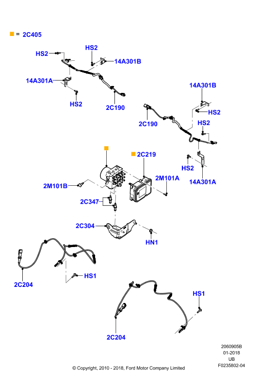Схема установки 8A8Z 2C190-A