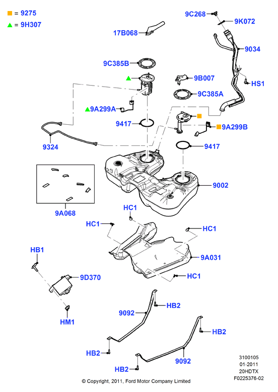 Топл. бак и сопутствующие эле., 2.0L DOHC 16v DI Valencia