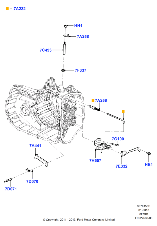 Механизмы управл. коробки передач, 6F 6 Speed Mid Range Auto