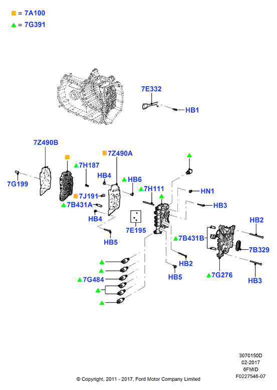 Блок клапанов и главн.блок упр., 6F 6 Speed Mid Range Auto