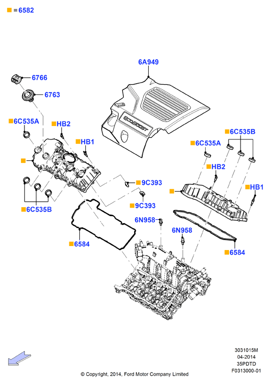 Крышка головки цилиндров, 3.5L DOHC Turbo