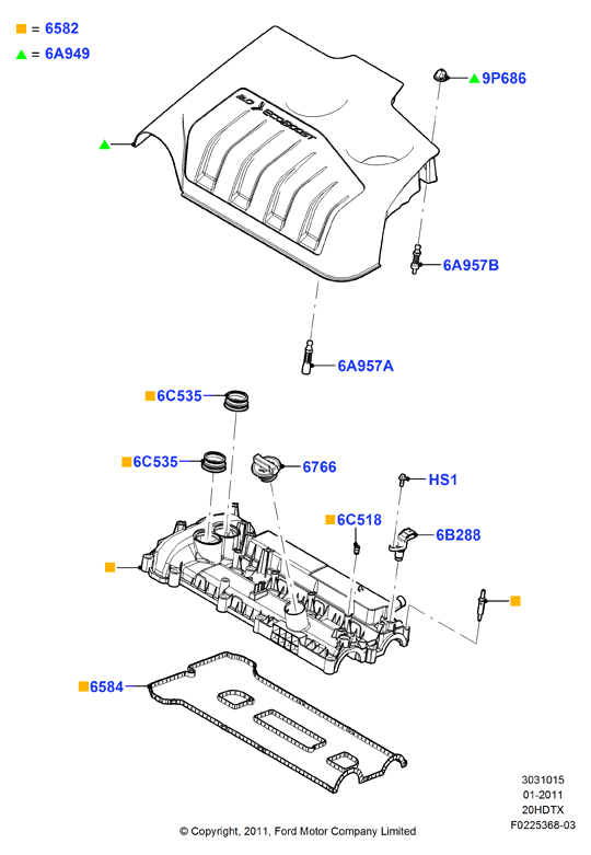 Крышка головки цилиндров, 2.0L DOHC 16v DI Valencia