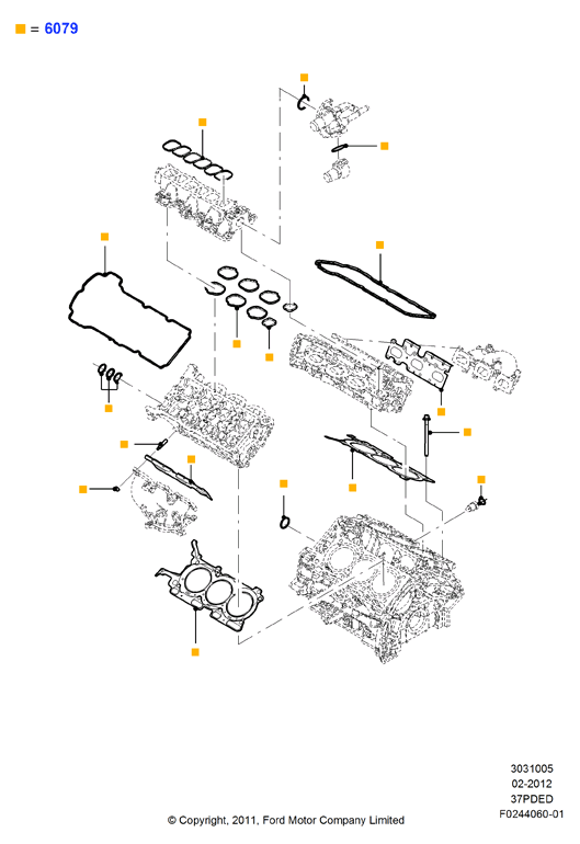 Комплект прокладок двигателя, 3.7L DOHC 4v V6 EFI