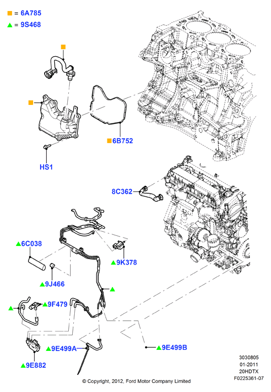 Сист.пониж.токс.выхл.-картер, 2.0L DOHC 16v DI Valencia