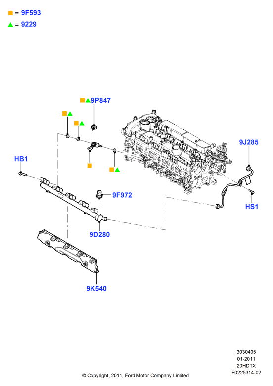 Топливные форсунки и трубопроводы, 2.0L DOHC 16v DI Valencia