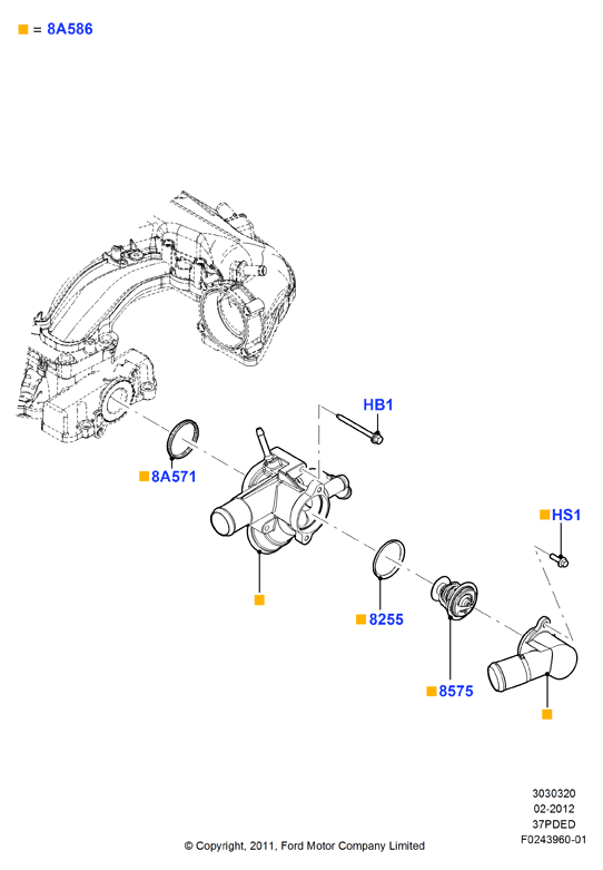 Термостат/корпус и сопут.эл-ты, 3.7L DOHC 4v V6 EFI