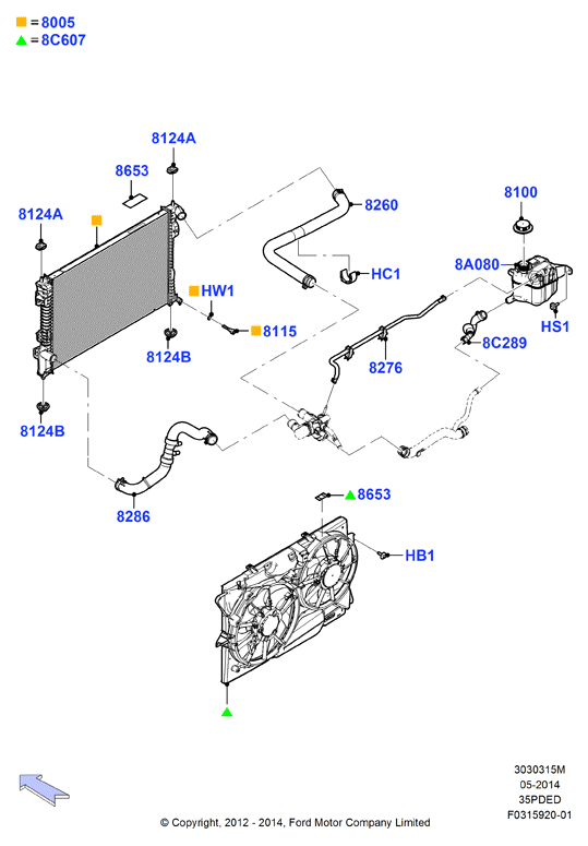 Радиатор/расшр.бачок для охл.жидк., 3.5L DOHC VCT