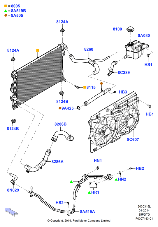 Радиатор/расшр.бачок для охл.жидк., 3.5L DOHC Turbo