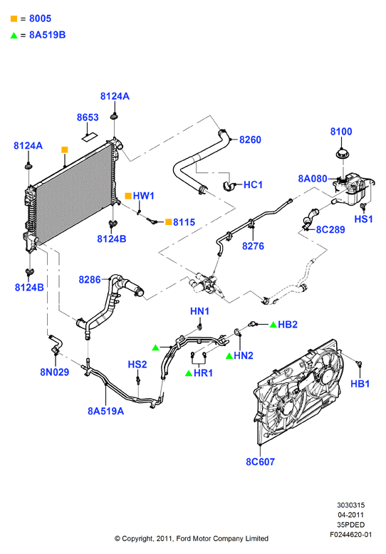 Радиатор/расшр.бачок для охл.жидк., 3.5L DOHC VCT