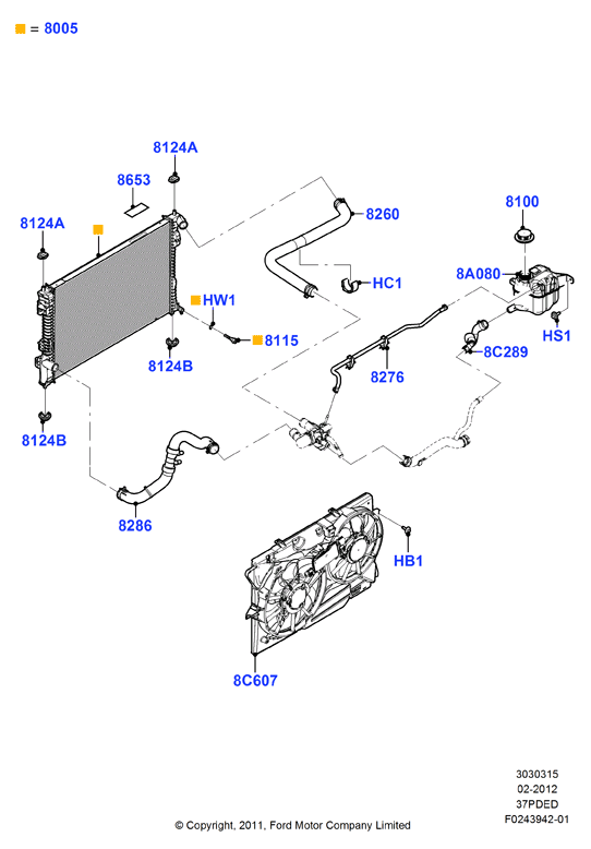 Радиатор/расшр.бачок для охл.жидк., 3.7L DOHC 4v V6 EFI