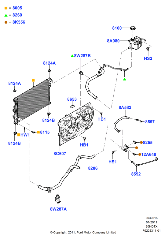 Радиатор/расшр.бачок для охл.жидк., 2.0L DOHC 16v DI Valencia
