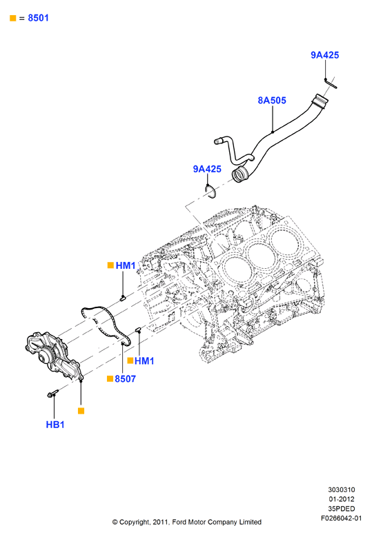 Насос охлаждающей жидкости, 3.5L DOHC VCT