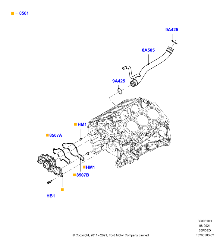 Насос охлаждающей жидкости, 3.5L DOHC VCT