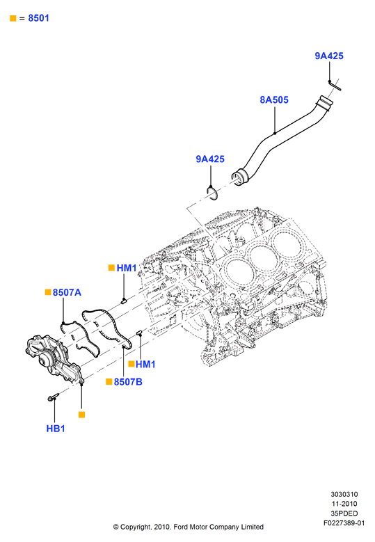 Насос охлаждающей жидкости, 3.5L DOHC VCT