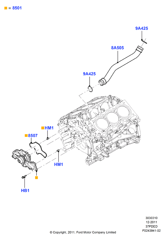 Насос охлаждающей жидкости, 3.7L DOHC 4v V6 EFI