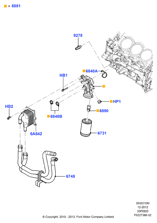 Масляный радиатор и фильтр, 3.5L DOHC VCT