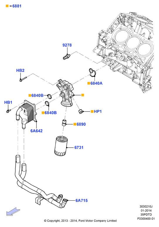 Масляный радиатор и фильтр, 3.5L DOHC Turbo