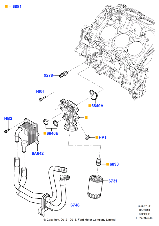 Масляный радиатор и фильтр, 3.7L DOHC 4v V6 EFI
