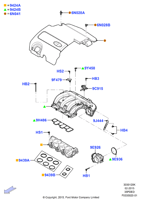 Впускной коллектор, 3.5L DOHC VCT