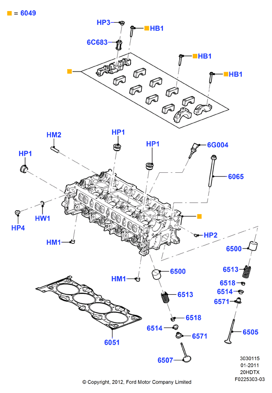 Головка цилиндров, 2.0L DOHC 16v DI Valencia