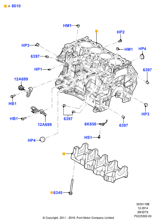 Блок цилиндров и заглушки, 2.0L DOHC 16v DI Valencia