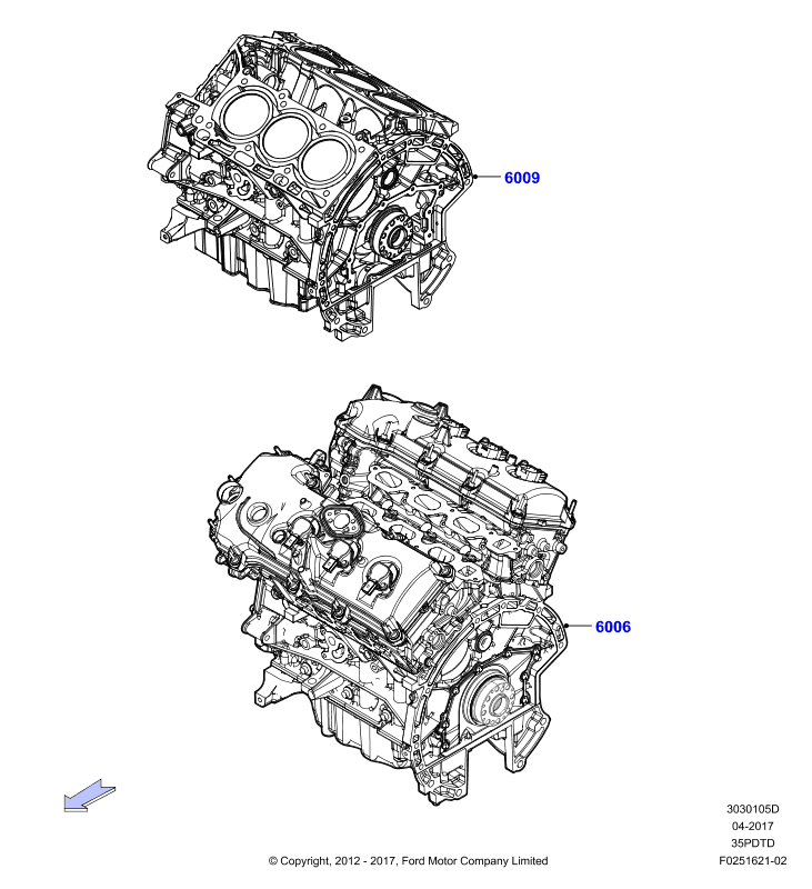 Сервисн.двиг.и неукомпл.блок цил., 3.5L DOHC Turbo