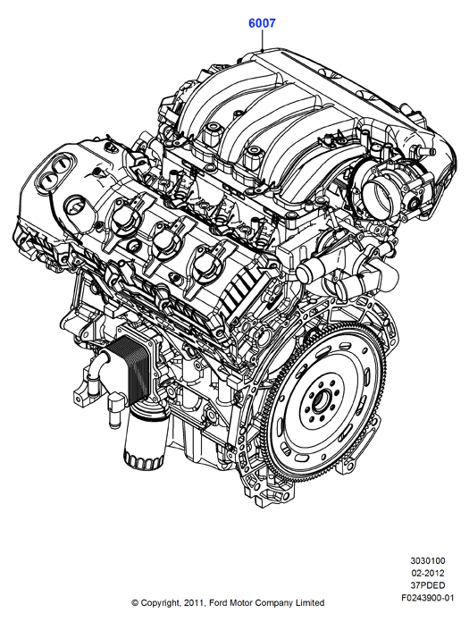 Полностью укомплектованн. двигатель, 3.7L DOHC 4v V6 EFI