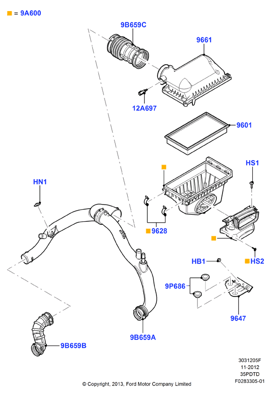 Воздушный фильтр, 3.5L DOHC Turbo