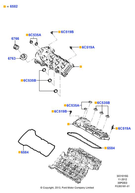 Крышка головки цилиндров, 3.5L DOHC VCT