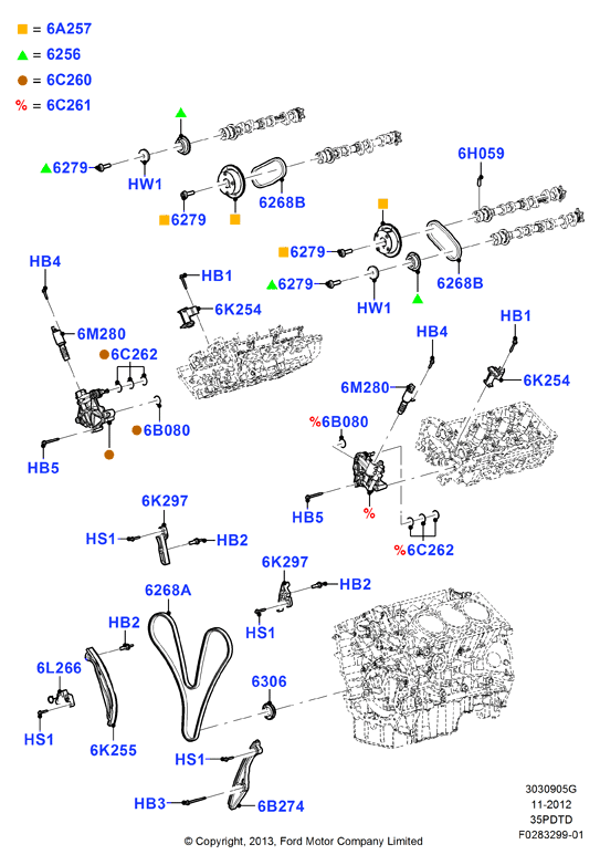 Газораспределительный механизм, 3.5L DOHC Turbo