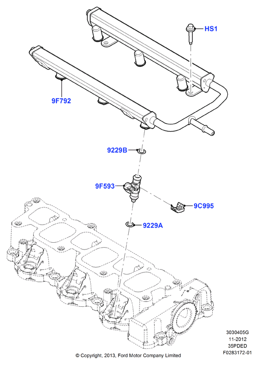Топливные форсунки и трубопроводы, 3.5L DOHC VCT
