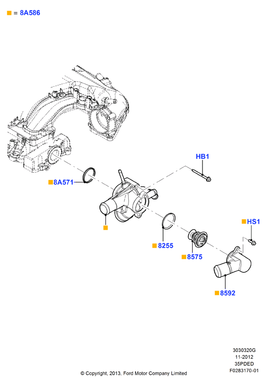 Термостат/корпус и сопут.эл-ты, 3.5L DOHC VCT
