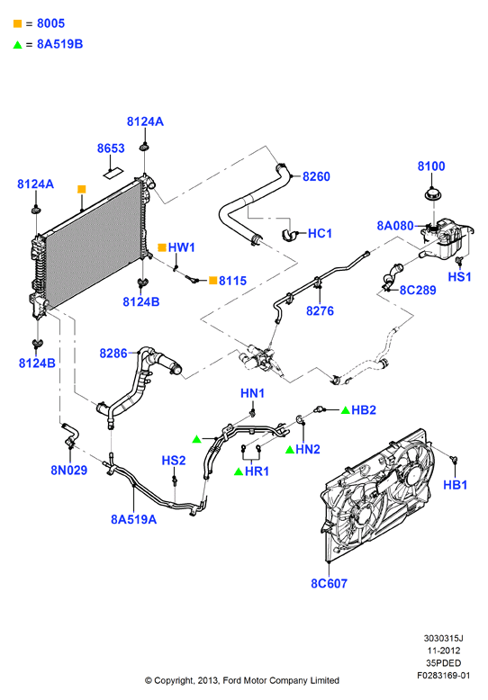 Радиатор/расшр.бачок для охл.жидк., 3.5L DOHC VCT