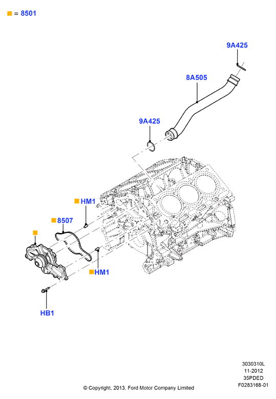 Насос охлаждающей жидкости, 3.5L DOHC VCT