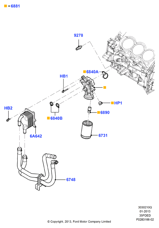 Масляный радиатор и фильтр, 3.5L DOHC VCT