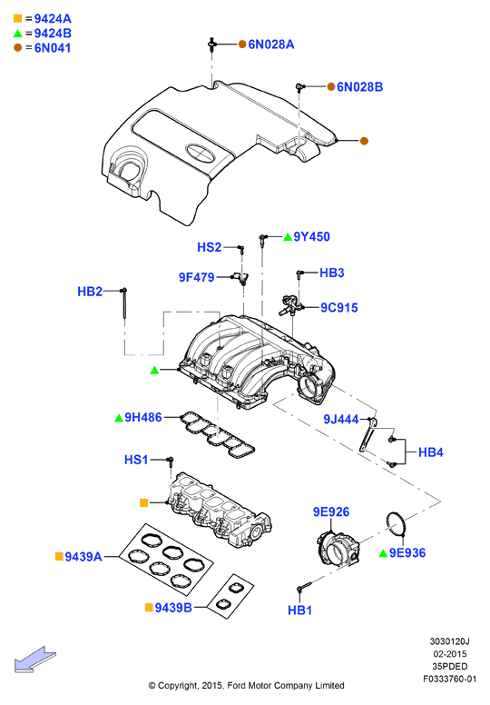 Впускной коллектор, 3.5L DOHC VCT