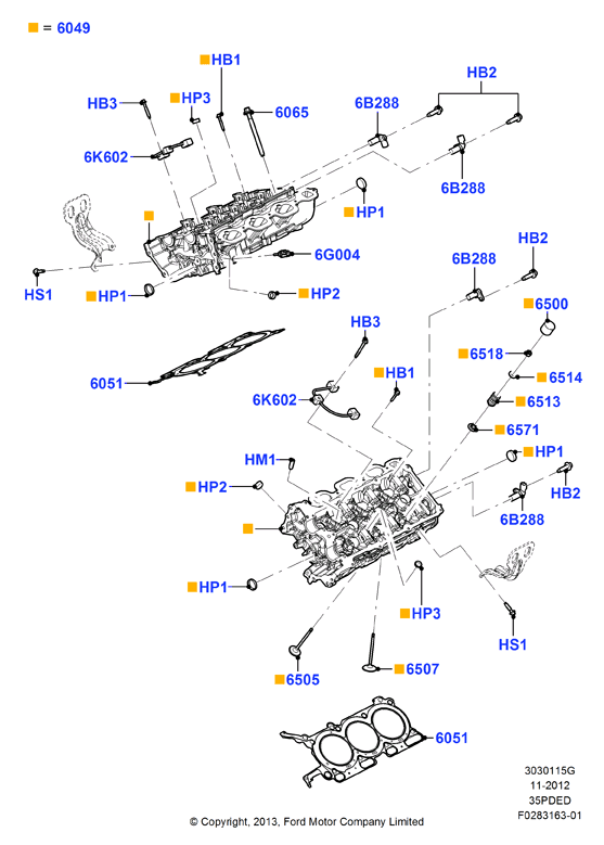 Головка цилиндров, 3.5L DOHC VCT