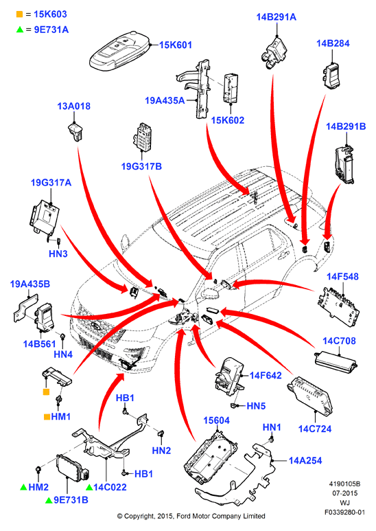 Схема установки DG9Z 13A018-A
