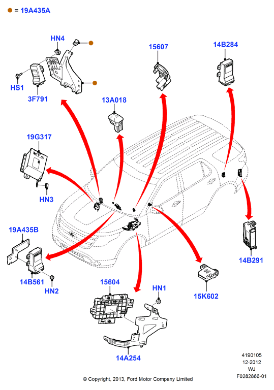 Схема установки DG9Z 13A018-A