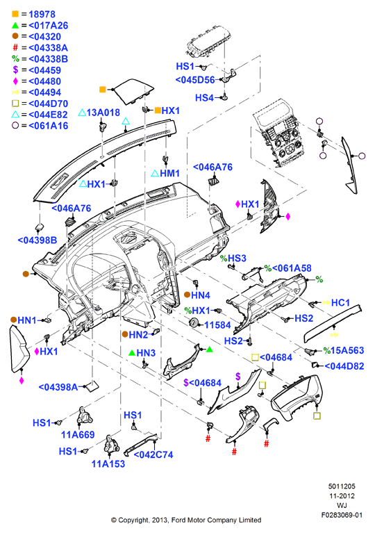 Схема установки DG9Z 13A018-A