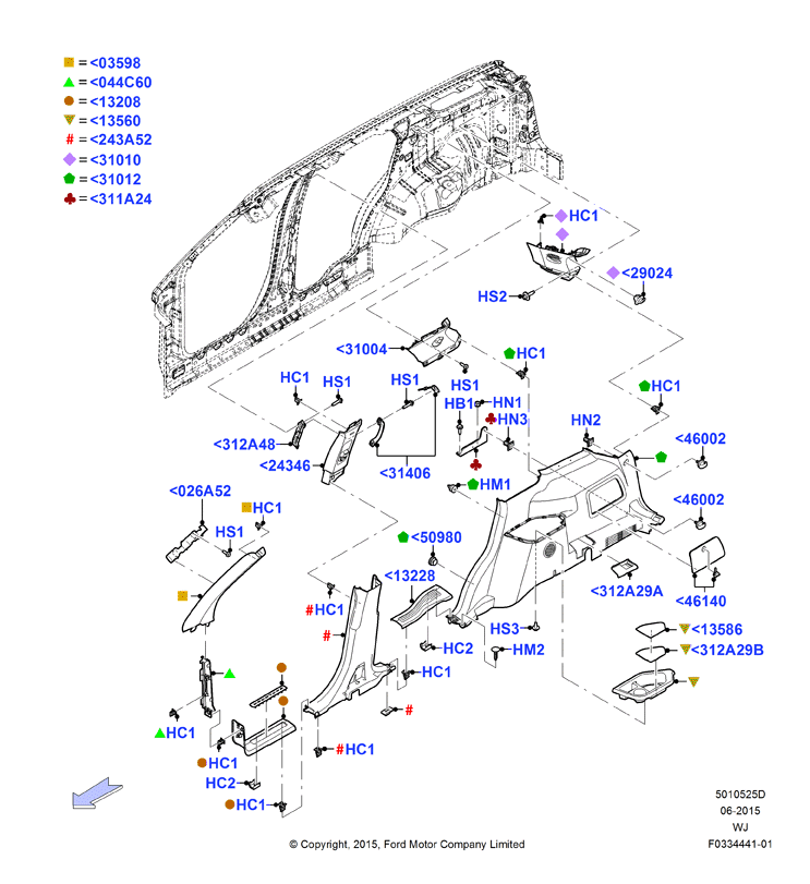 Схема установки 5F9Z 7446002-AAA