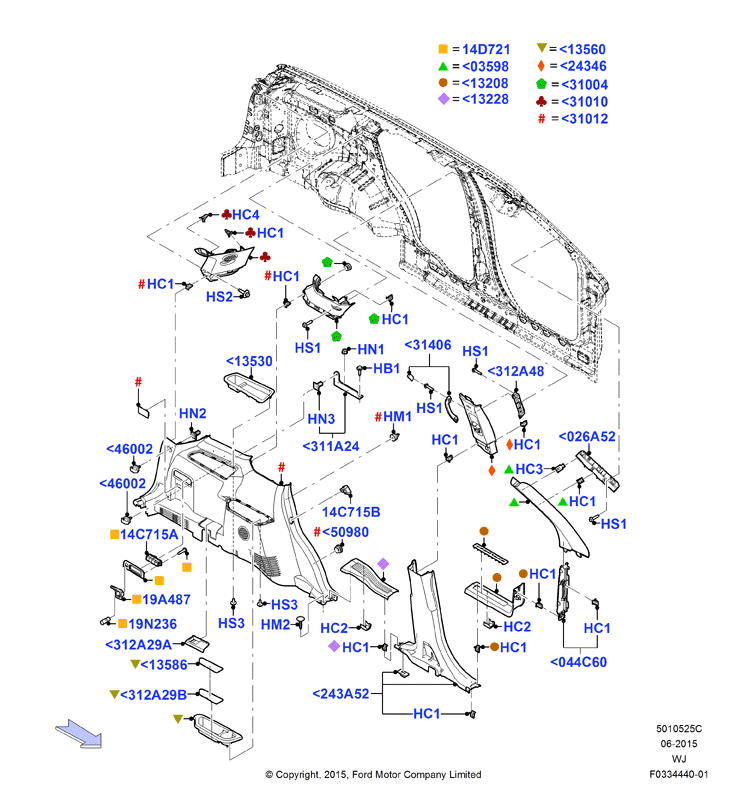 Схема установки 5F9Z 7446002-AAA