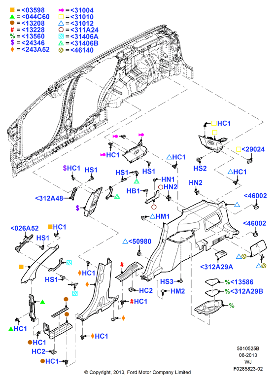 Схема установки 5F9Z 7446002-AAA