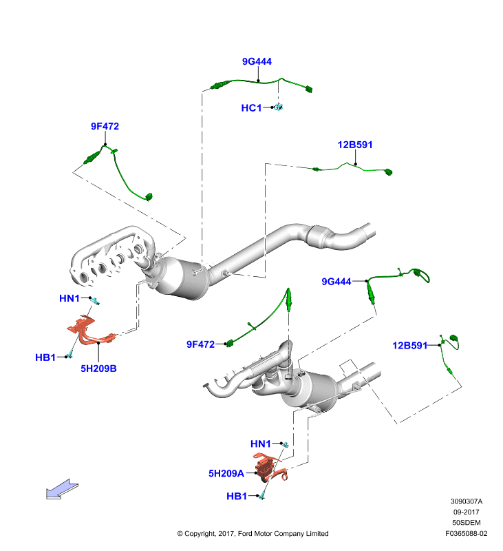 Модули и датчики выхлопной системы, 5.0L V8 32v DOHC EFI Mod